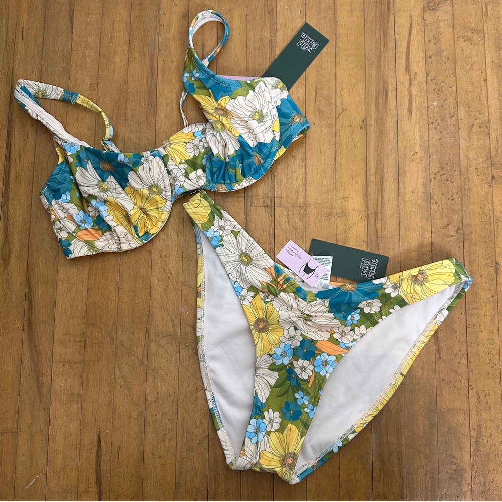 Wild Fable Floral Bikini Set - Blue, Yellow, White